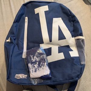 NWT LA dodgers backpack with FREE matching socks